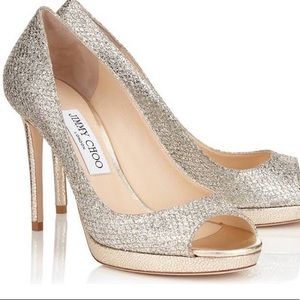 Authentic Jimmy Choo metallic silver pumps